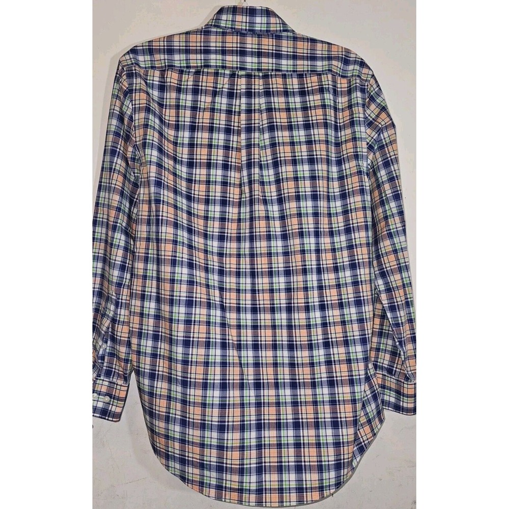 Ralph Lauren Shirt Med Plaid Blue Green Orange Stretch Button Up Long Sleeve Men - Picture 7 of 7